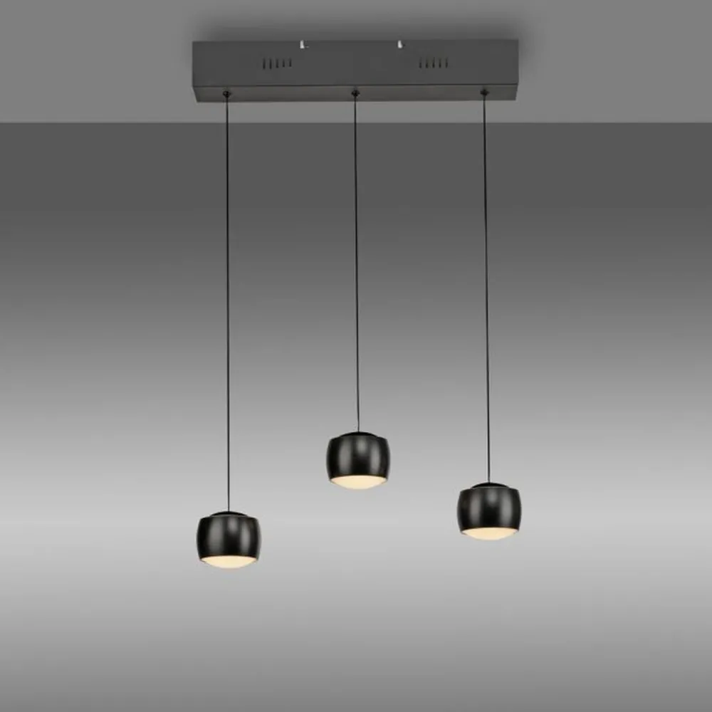 New Just Light LED Pendelleuchte Metall warmweiß 60 cm 800 lm Schwarz