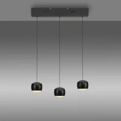 New Just Light LED Pendelleuchte Metall warmweiß 60 cm 800 lm Schwarz