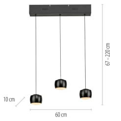 New Just Light LED Pendelleuchte Metall warmweiß 60 cm 800 lm Schwarz