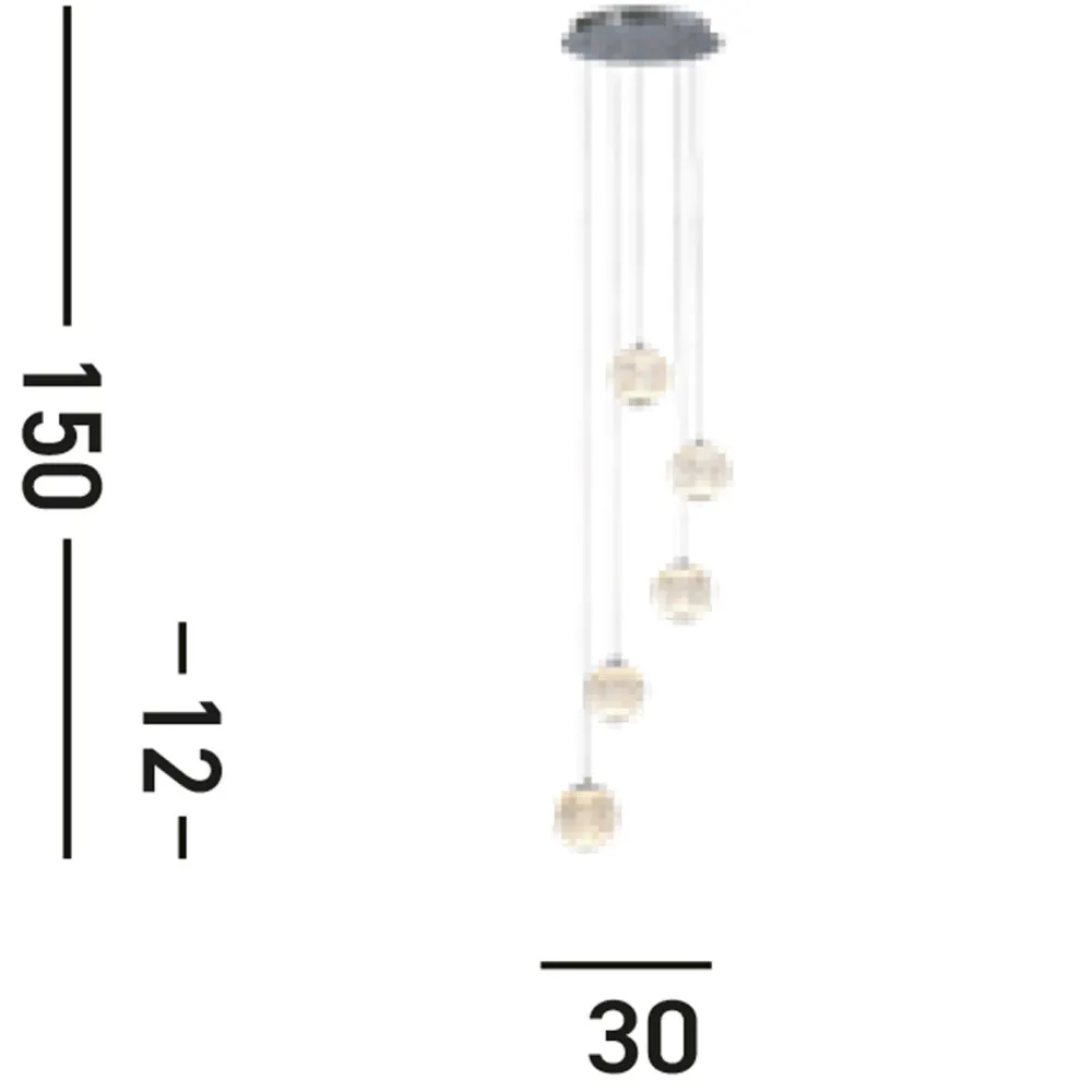 Searchlight LED Pendelleuchte Metall 5-flammig 21 W L:30 cm Chrom* Wohnzimmerlampen|Esszimmer Lampen
