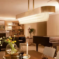 Elstead LED Pendelleuchte Metall Glas L: 92,5 cm in Messing* Hängelampen|Led Lampen