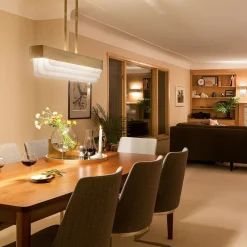 Elstead LED Pendelleuchte Metall Glas L: 92,5 cm in Messing* Hängelampen|Led Lampen