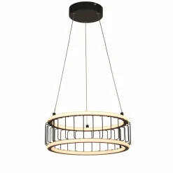 Searchlight LED Pendelleuchte Ring Ø 38 cm Schwarz Weiß 3000 K 1976 lm