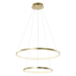 Discount Just Light LED Pendelleuchte Ringe in Gold Metall Ø50 cm 3000 K