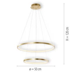 Discount Just Light LED Pendelleuchte Ringe in Gold Metall Ø50 cm 3000 K