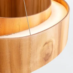 New Elstead LED Pendelleuchte rund Ø 60 cm Teak-Holz Furnier Modern