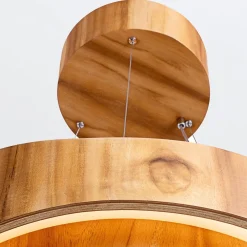 New Elstead LED Pendelleuchte rund Ø 60 cm Teak-Holz Furnier Modern