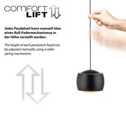 Just Light LED Pendelleuchte Schwarz Metall warmweiß 3000 K 110 cm* Hängelampen|Bürolampen