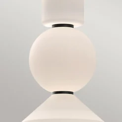 Hot Elstead LED Pendelleuchte Schwarz Weiß verstellbar aus Metall Glas