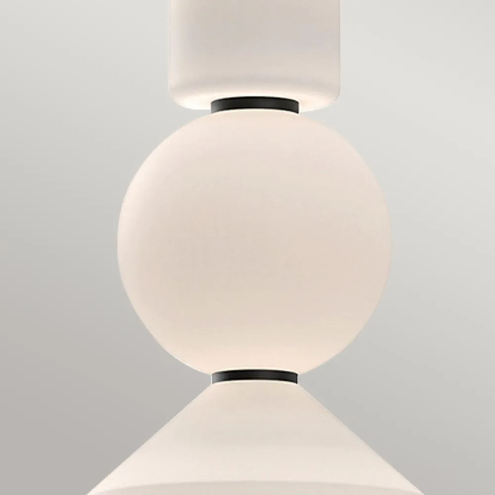 Hot Elstead LED Pendelleuchte Schwarz Weiß verstellbar aus Metall Glas