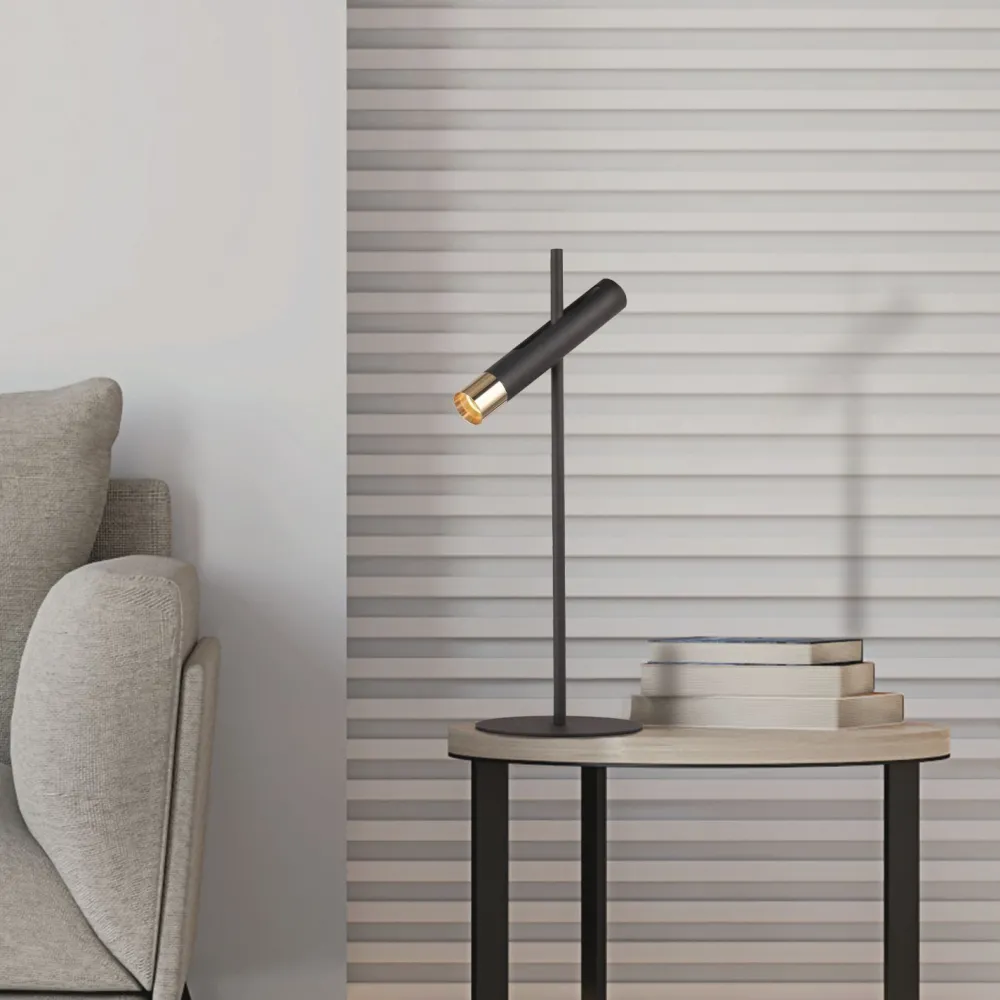 Searchlight LED Schreibtischlampe Schwarz Gold 3000 K 50,5 cm* Metall Lampen|Bürolampen