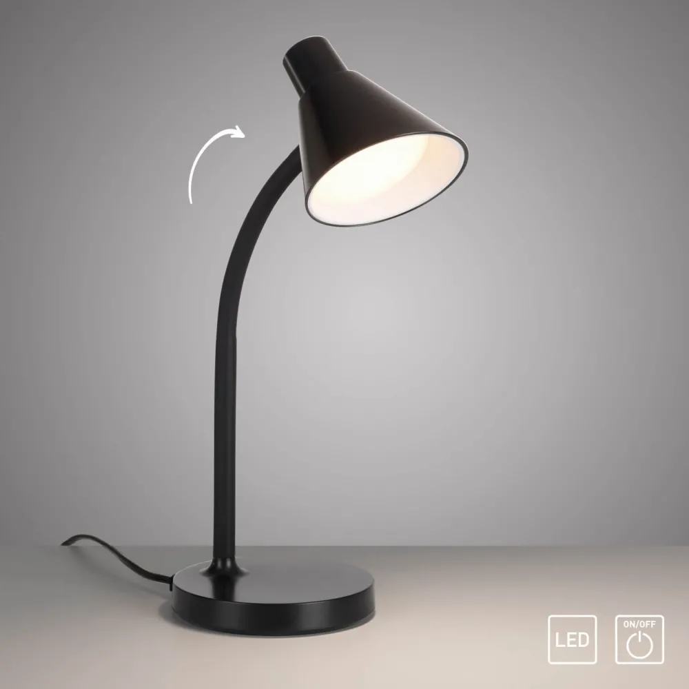 Just Light LED Schreibtischleuchte Metall 38 cm Schwarz 4 W Modern* Bürolampen|Schlafzimmer Lampen