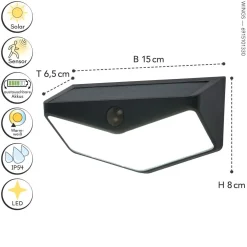 Eco-Light LED Solar Außenlampe Bewegungsmelder dimmbar IP44 4 W* Solarleuchten|Led Außenleuchten