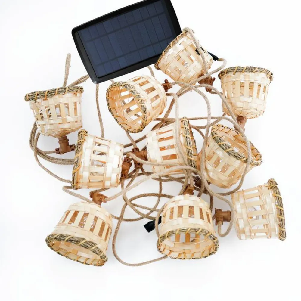 Newgarden LED Solar Außenlichterkette IP44 2700K 5m Bambusschirme* Außenlichterketten|Solarleuchten