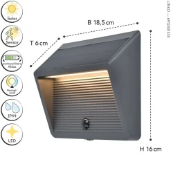 Eco-Light LED Solar Außenwandlampe Bewegungsmelder IP44 900 lm* Solarleuchten|Led Außenleuchten