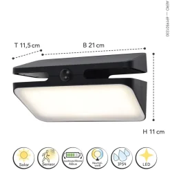 Eco-Light LED Solar Außenwandlampe mit Bewegungsmelder IP54 9 W* Solarleuchten|Led Außenleuchten