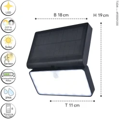 Eco-Light LED Solar Wandlampe Bewegungsmelder dimmbar 8 W IP44* Solarleuchten|Led Außenleuchten