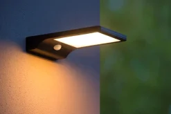 Online LED Solar Wandleuchte mit Bewegungsmelder Schwarz IP44
