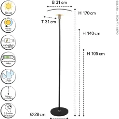 Outlet Eco-Light LED Solar Wegeleuchte dimmbar Zugschalter 170 cm IP54