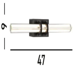 Searchlight LED Spiegelleuchte Metall Glas Schwarz IP44 B:46,5 cm* Flurlampen|Metall Lampen