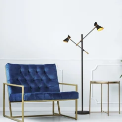 Online Searchlight LED Stehlampe 3000K 160 cm verstellbar Metall Schwarz Gold