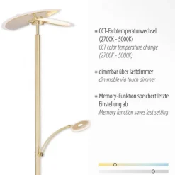 Outlet Paul Neuhaus LED Stehlampe Leselicht in Messing Glas 200 cm dimmbar