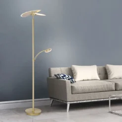 Outlet Paul Neuhaus LED Stehlampe Leselicht in Messing Glas 200 cm dimmbar