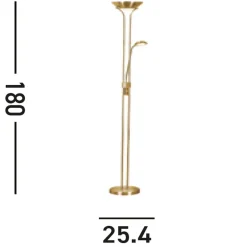 Searchlight LED Stehlampe mit Dimmer Metall Glas 180 cm in Messing* Wohnzimmerlampen|Glaslampen