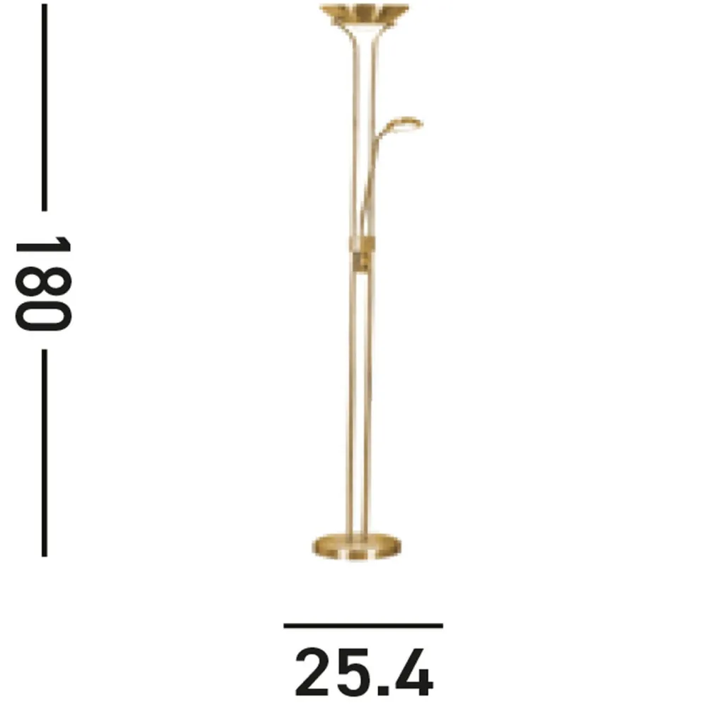 Searchlight LED Stehlampe mit Dimmer Metall Glas 180 cm in Messing* Wohnzimmerlampen|Glaslampen