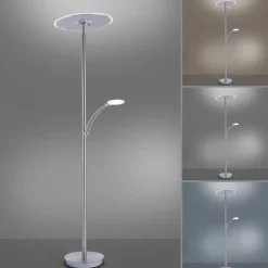 Paul Neuhaus LED Stehlampe mit Lesearm in Stahl Glas 200 cm 5770 lm* Wohnzimmerlampen|Metall Lampen