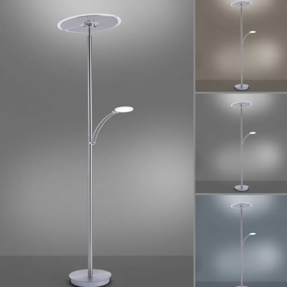 Paul Neuhaus LED Stehlampe mit Lesearm in Stahl Glas 200 cm 5770 lm* Wohnzimmerlampen|Metall Lampen