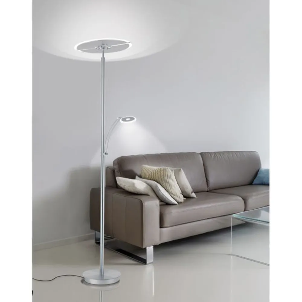 Paul Neuhaus LED Stehlampe mit Lesearm in Stahl Glas 200 cm 5770 lm* Wohnzimmerlampen|Metall Lampen