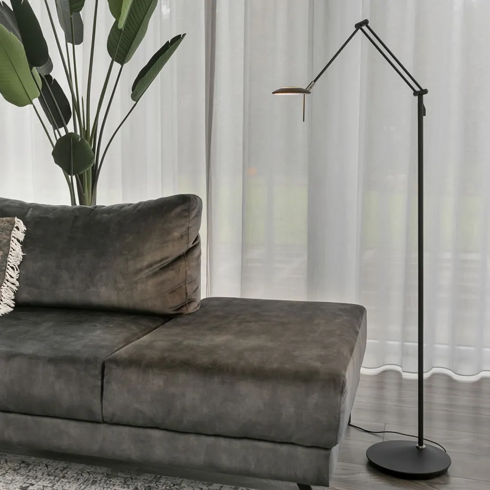 Best Steinhauer LED Stehlampe Modern Schwarz 185 cm beweglich dimmbar