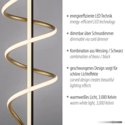 Clearance Just Light LED Stehleuchte dimmbar 144 cm 3000 lm Schwarz Messing