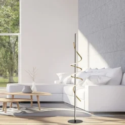 Clearance Just Light LED Stehleuchte dimmbar 144 cm 3000 lm Schwarz Messing