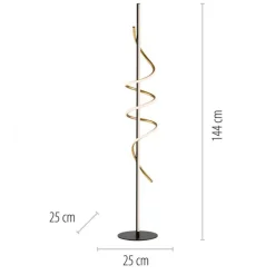 Clearance Just Light LED Stehleuchte dimmbar 144 cm 3000 lm Schwarz Messing