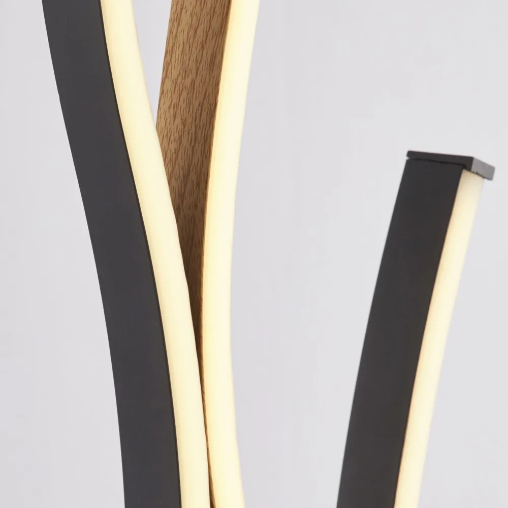 Searchlight LED Stehleuchte dimmbar Wellen Schwarz Natur 138,5 cm* Led Lampen|Metall Lampen