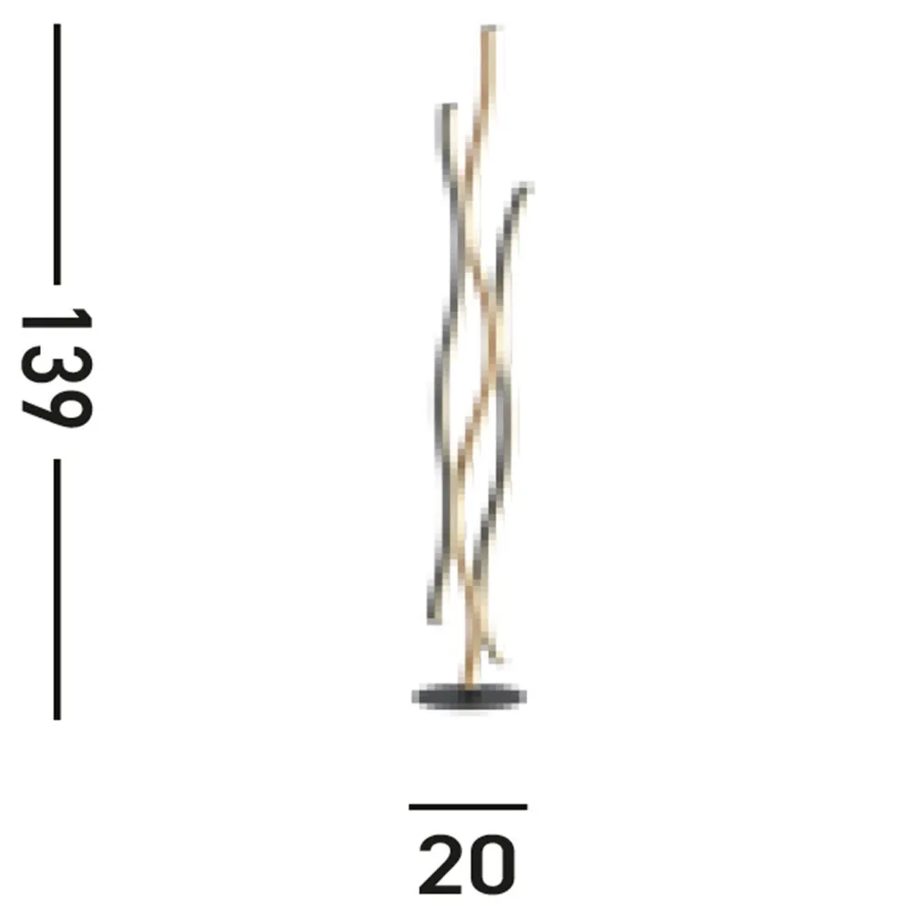 Searchlight LED Stehleuchte dimmbar Wellen Schwarz Natur 138,5 cm* Led Lampen|Metall Lampen