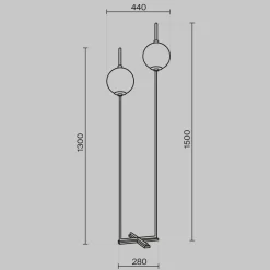 Sale Maytoni LED Stehleuchte Metall Glas 150 cm hoch in Messing Weiß