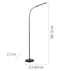 Just Light LED Stehleuchte Metall Schwarz Touch 125 cm verstellbar* Wohnzimmerlampen|Metall Lampen