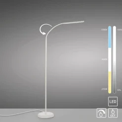 Just Light LED Stehleuchte Metall Weiß Touch 125 cm verstellbar* Wohnzimmerlampen|Metall Lampen