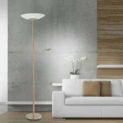 Discount Paul Neuhaus LED Stehleuchte mit Lesearm Messing Glas 181 cm 3900 lm