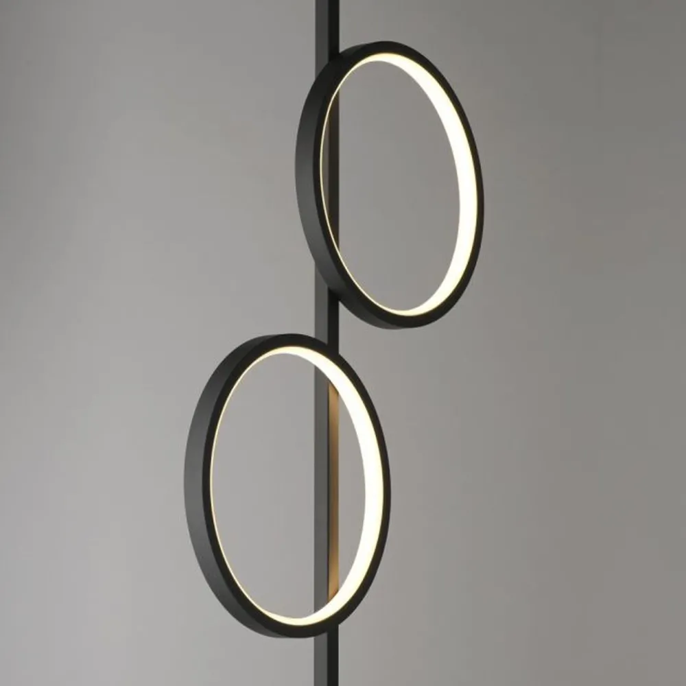 Best Just Light LED Stehleuchte Schwarz Metall Ringe 151 cm 1290 lm