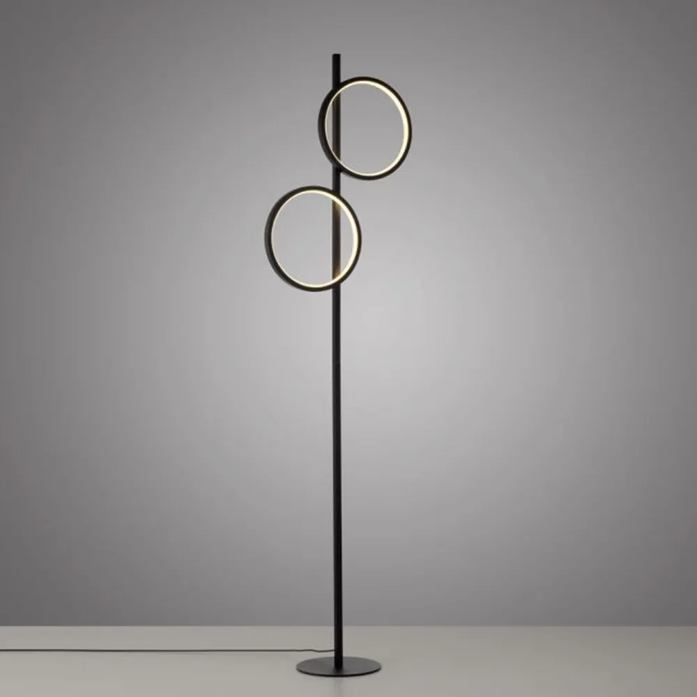 Best Just Light LED Stehleuchte Schwarz Metall Ringe 151 cm 1290 lm