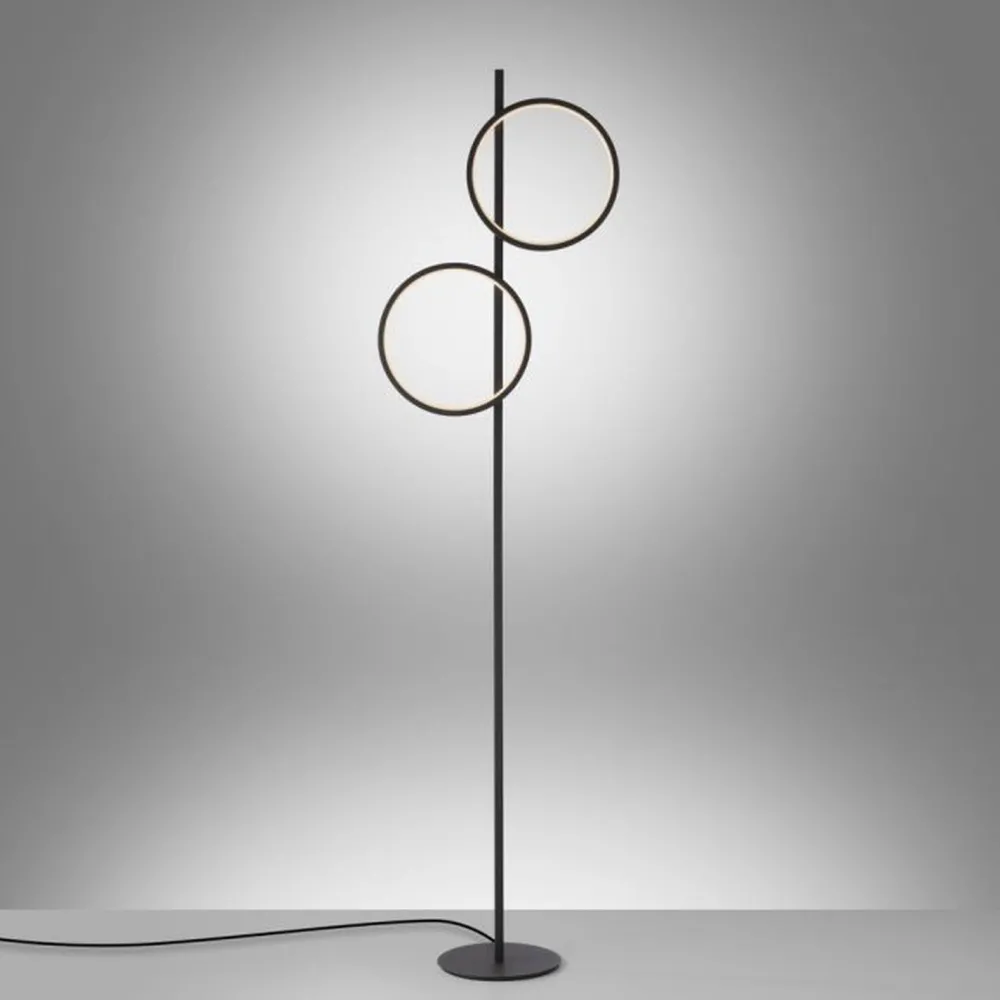Best Just Light LED Stehleuchte Schwarz Metall Ringe 151 cm 1290 lm