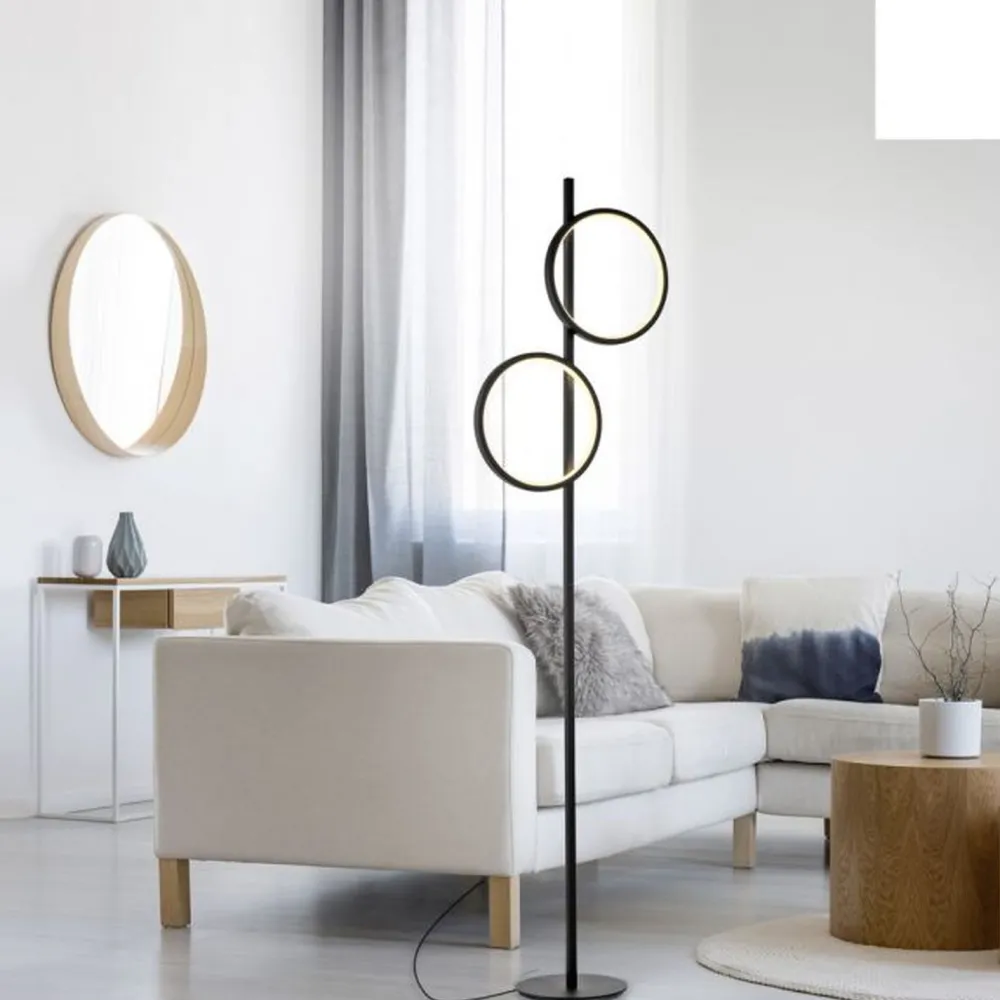 Best Just Light LED Stehleuchte Schwarz Metall Ringe 151 cm 1290 lm