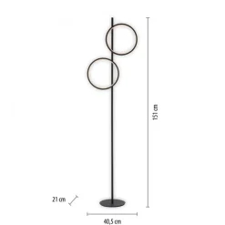 Best Just Light LED Stehleuchte Schwarz Metall Ringe 151 cm 1290 lm