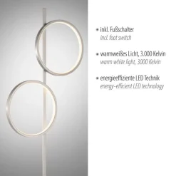 Just Light LED Stehleuchte Silber Metall Ringe 151 cm 1290 lm 10 W* Wohnzimmerlampen|Metall Lampen