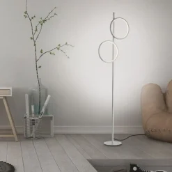 Just Light LED Stehleuchte Silber Metall Ringe 151 cm 1290 lm 10 W* Wohnzimmerlampen|Metall Lampen