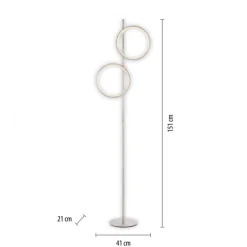 Just Light LED Stehleuchte Silber Metall Ringe 151 cm 1290 lm 10 W* Wohnzimmerlampen|Metall Lampen